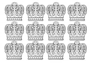 Royal crowns (12 patterns) (Coloring Page)