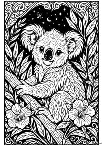 Koala dreaming under the stars