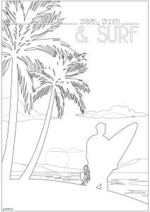 Surfing on the beach. Surfing is not only a sport but also a way of life, popularized in the 1950s in Hawaii and California. Surfing on the beach