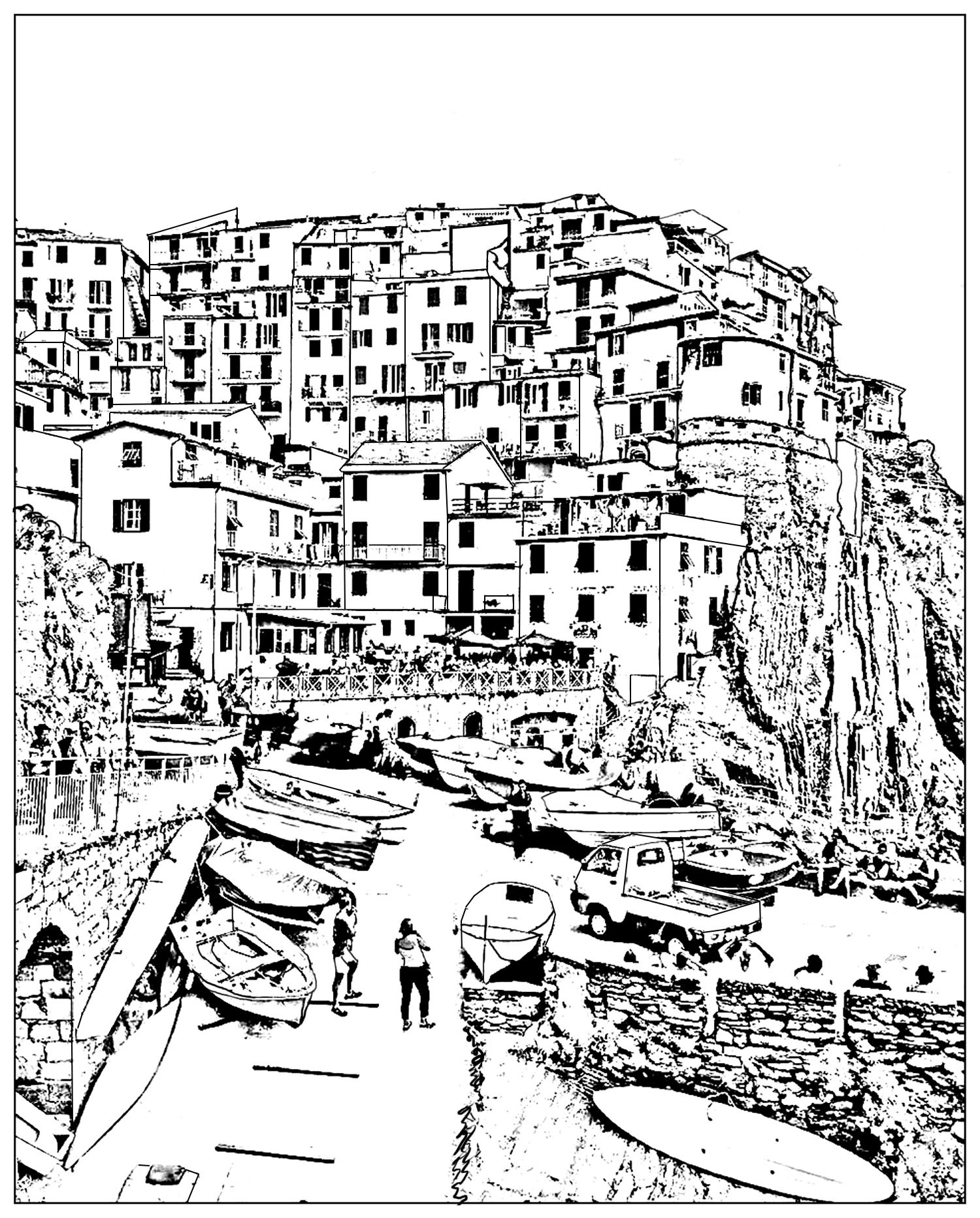 Download Italy cinque terre - L&scapes Adult Coloring Pages