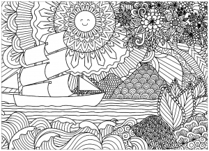 Zentangle Scenery Coloring Page Printable -  Portugal