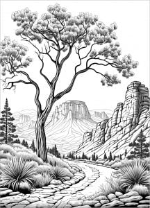 Far West landscape (Coloring Page)