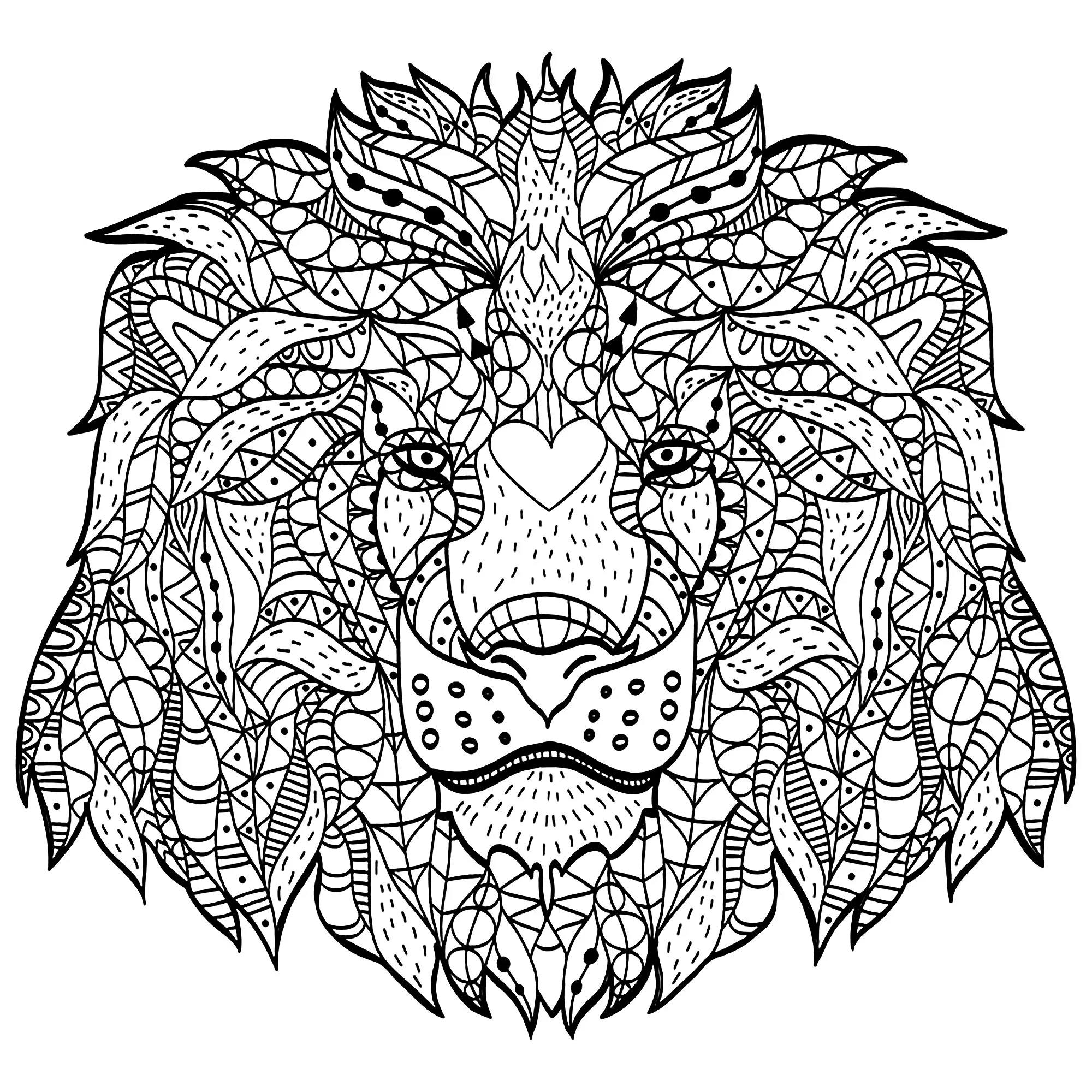 Majestic lion (Printable Coloring Page for adults)