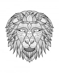 Coloring adult lion head 2 1