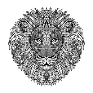 Lion head mandala style