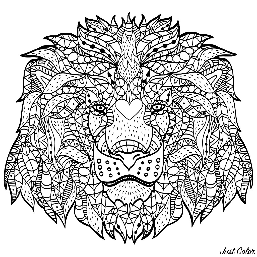 Lion Head Coloring Pages For Adults : It is possible to download these