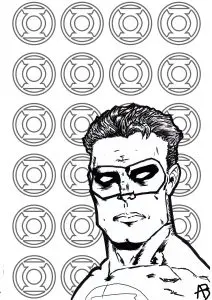 Coloring inspired by the superhero Green Lantern