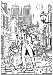 Jean Valjean and Cosette in the streets of Paris - Les Misérables