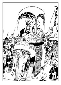 Coloring tintin on a elephant