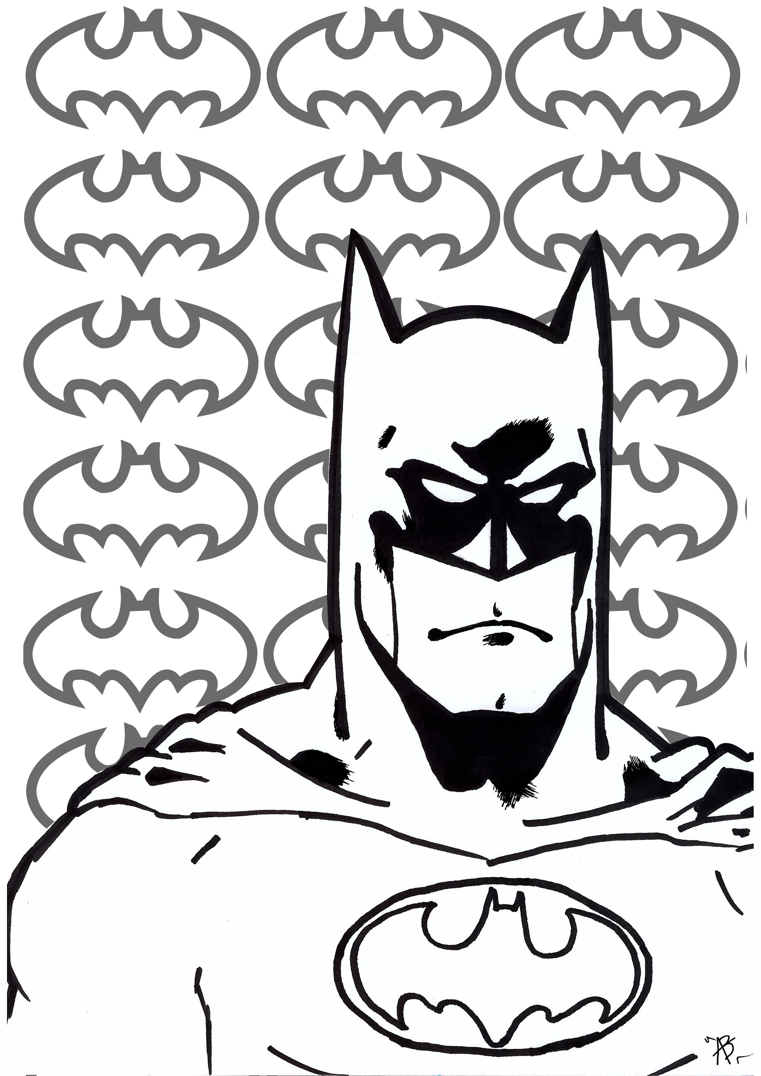 Coloring inspired by the superhero Batman, Artist : Allan