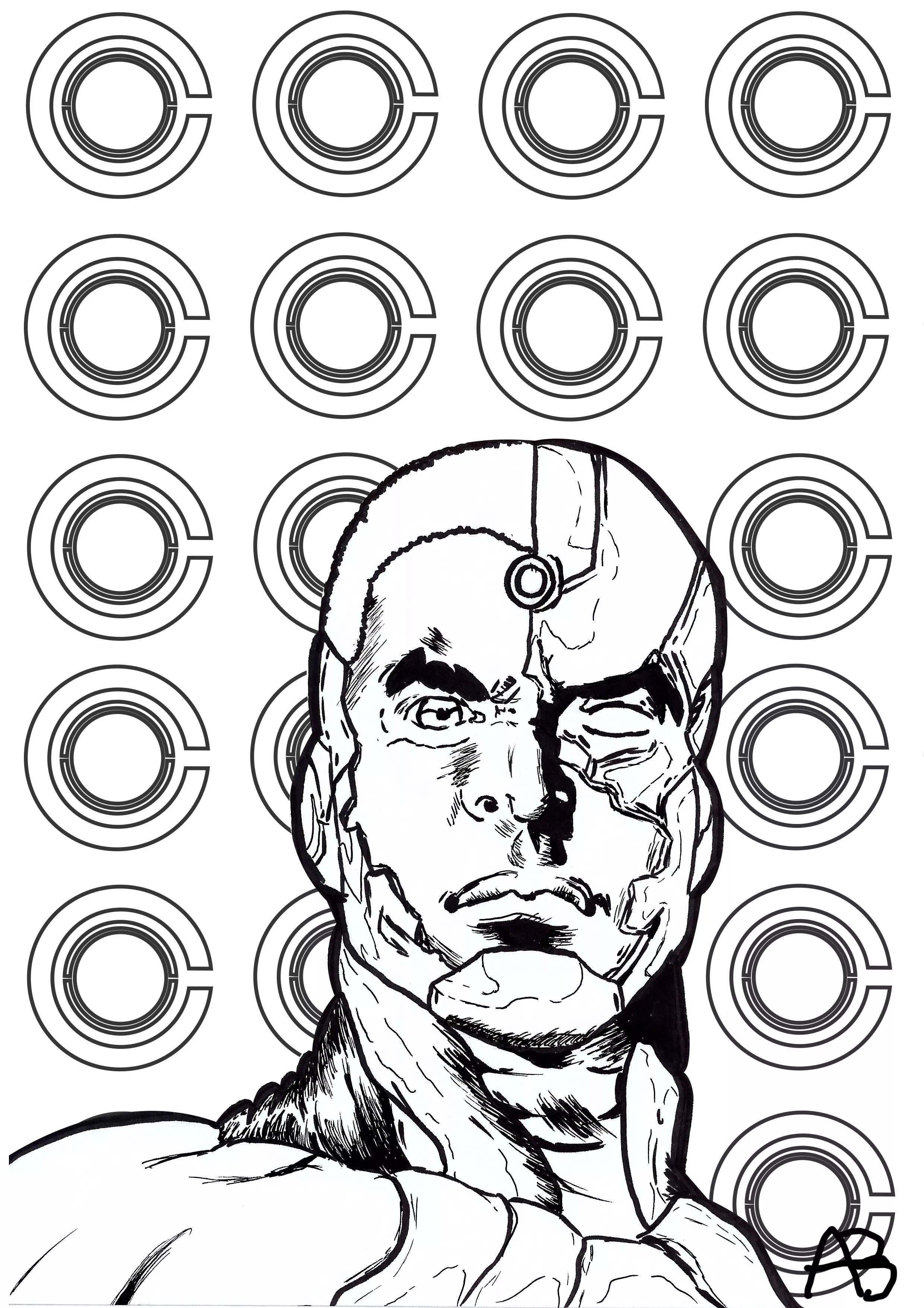 Cyborg (Printable Book and Comic Coloring Page for adults)