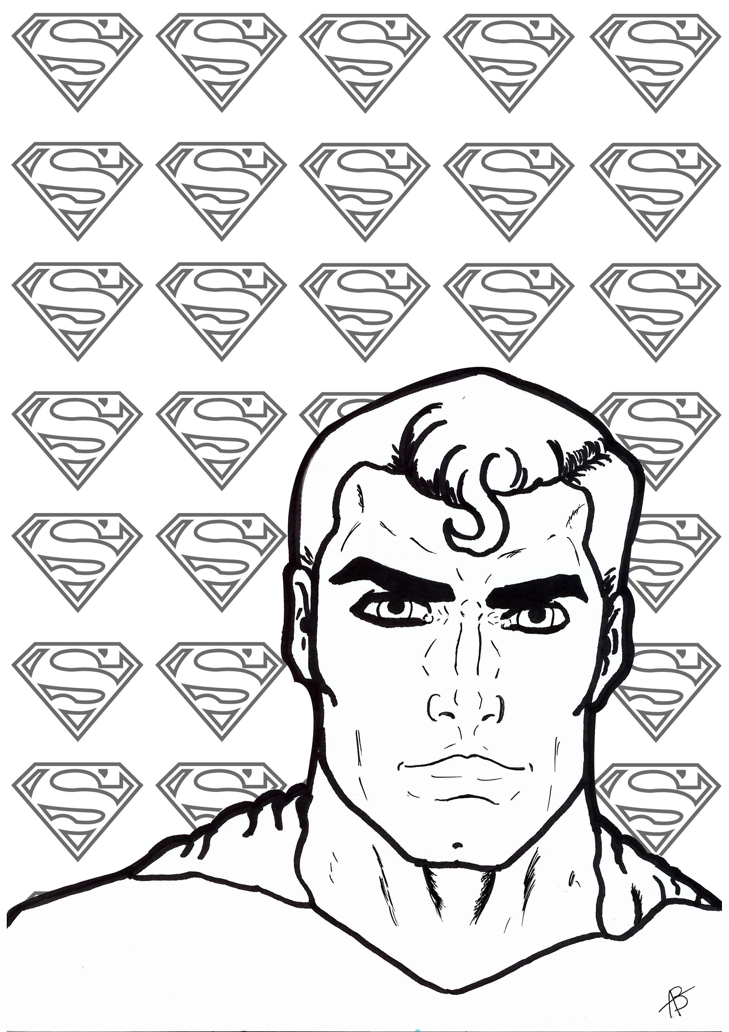 Coloring inspired by the superhero Superman, Artist : Allan