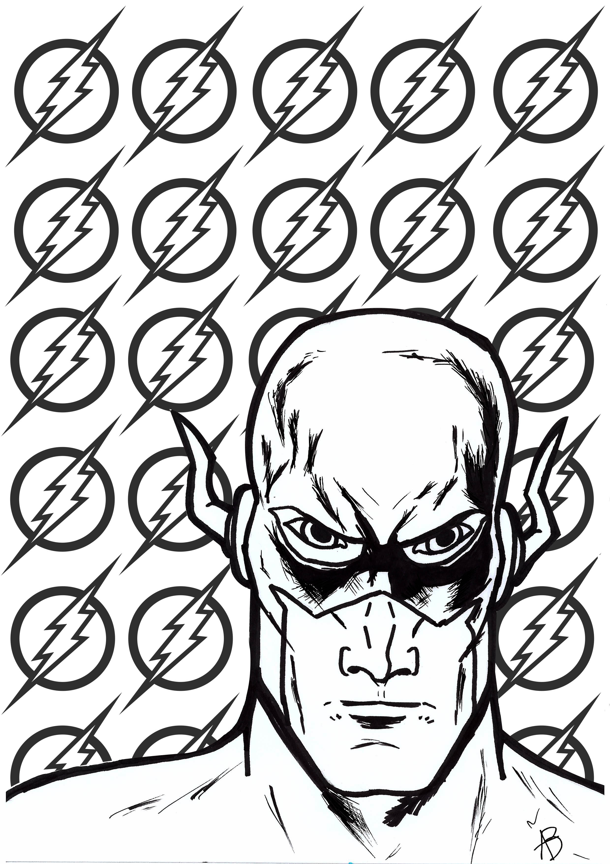 Coloring page inspired by Flash (DC Comics character)