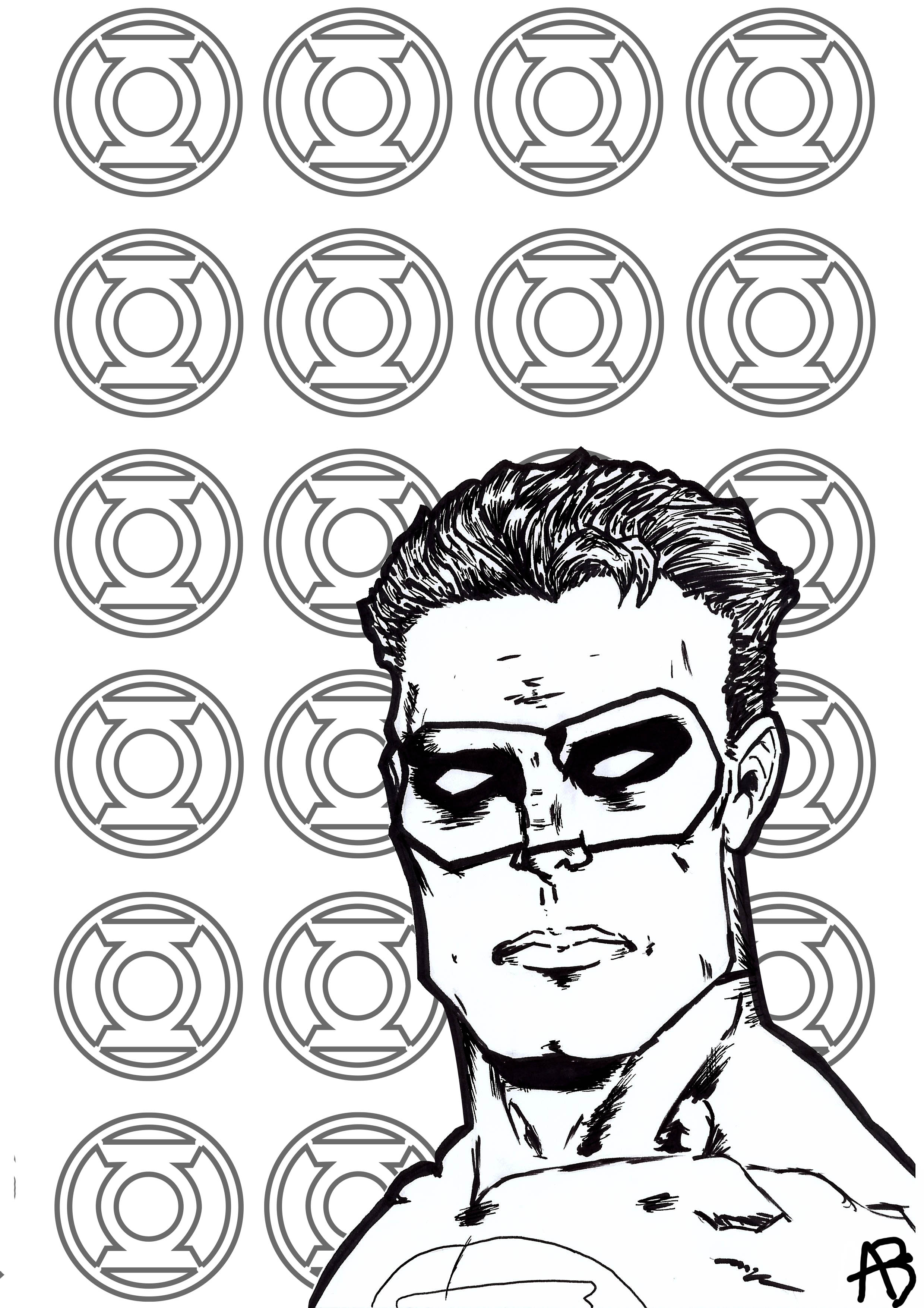 Coloring page inspired by Green Lantern (DC Comics character)