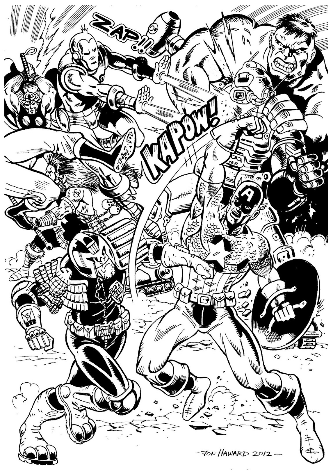 Avengers battle   Books Adult Coloring Pages