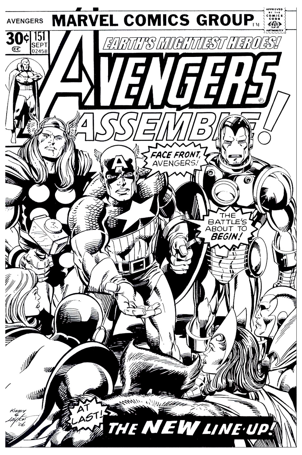 The super heroes Captain America, Iron man, Thor... from the Avengers comics book