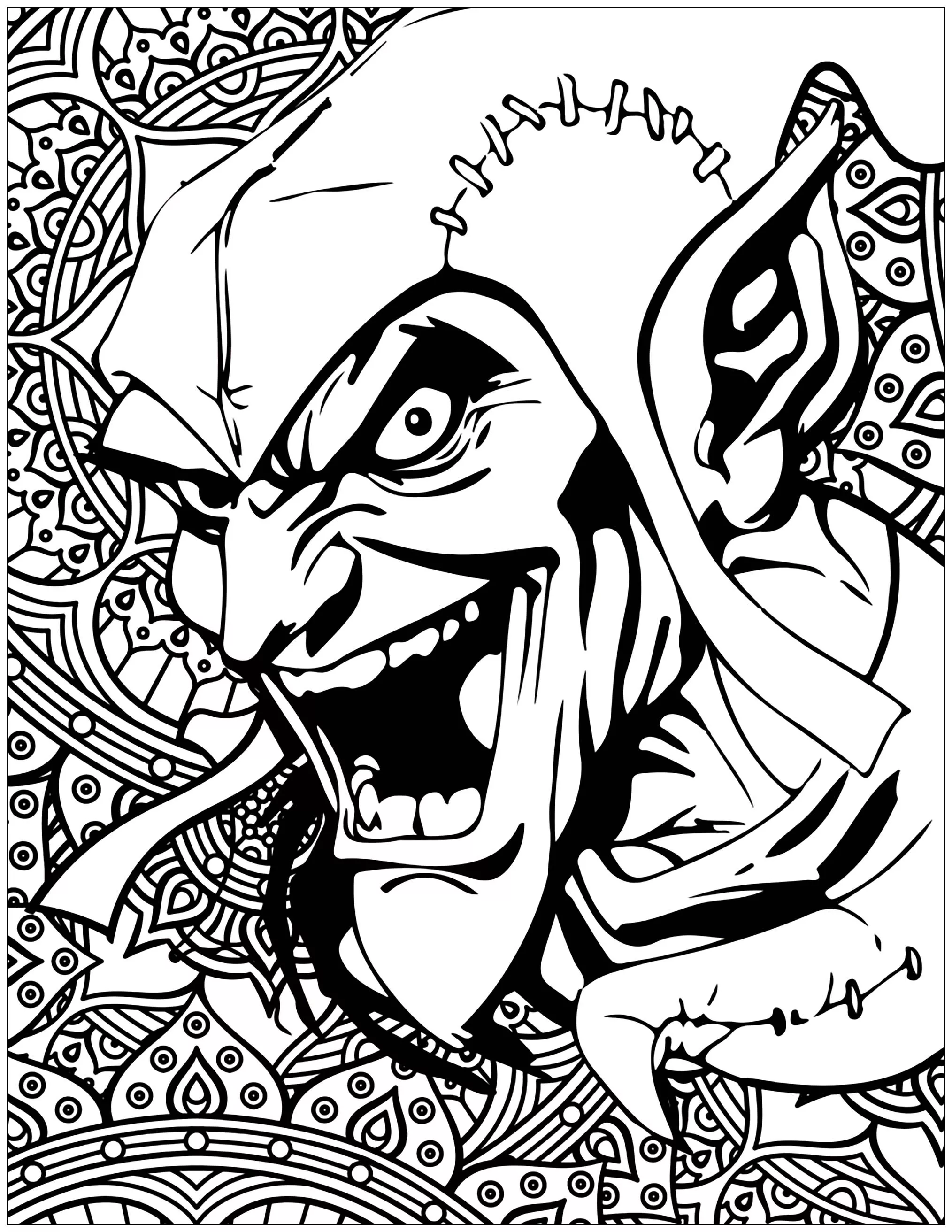 Marvel villains Green Goblin (Printable Book and Comic Coloring Page for adults)