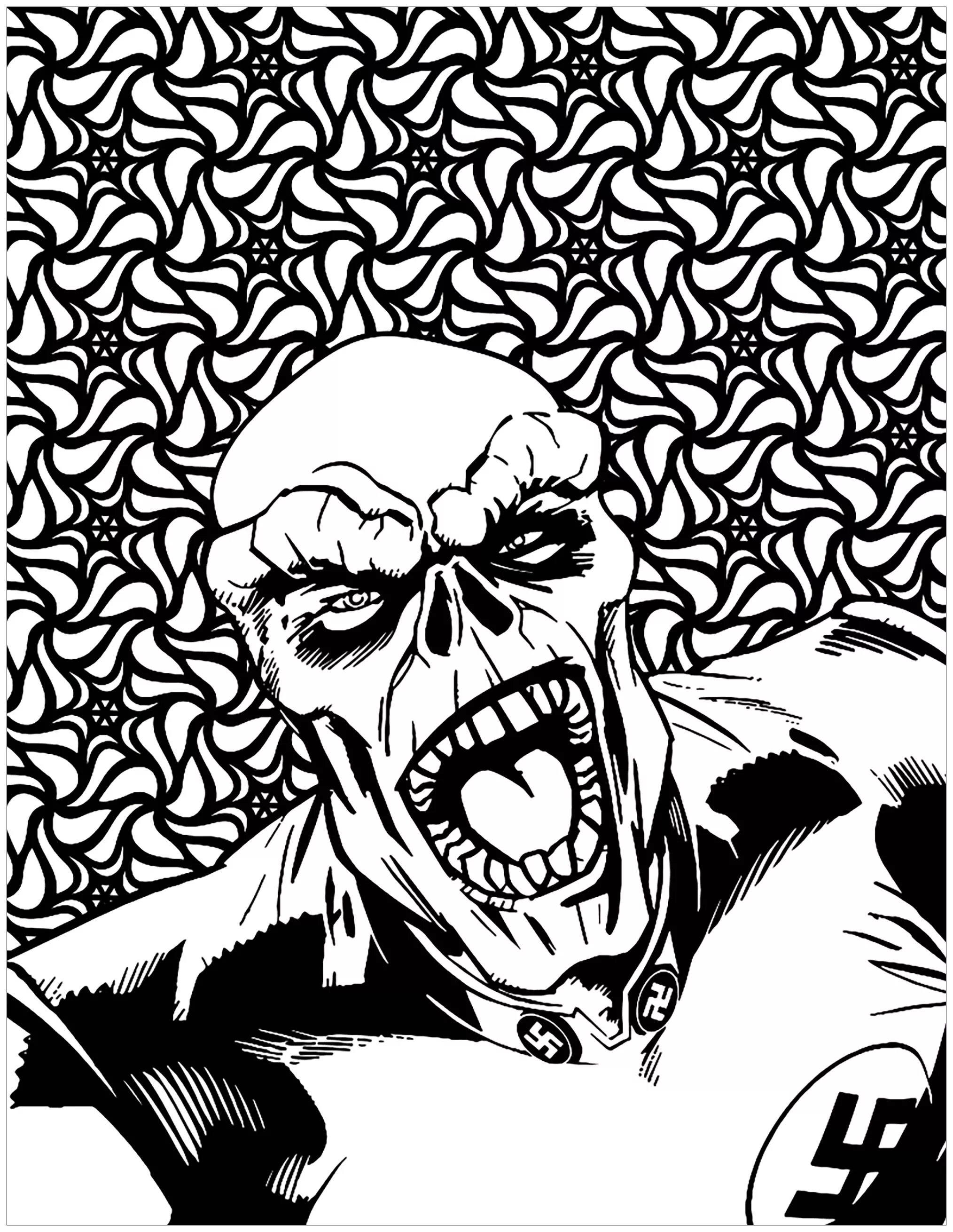 Marvel villains Red Skull (Printable Book and Comic Coloring Page for adults)