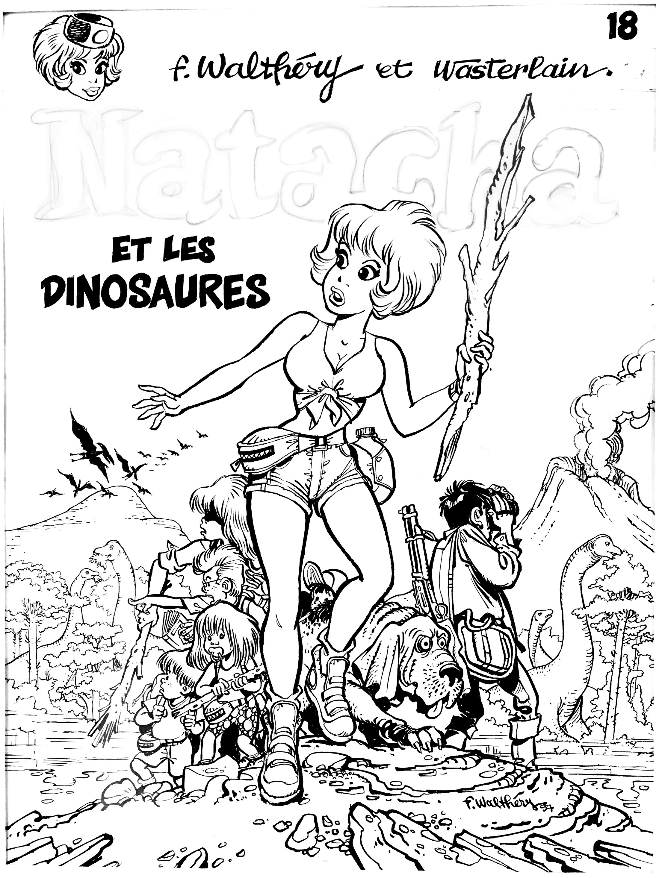 Original drawing by François Walthéry : cover of one of the episodes of Natasha, famous strip cartoon. (Brussels Comic Strip Museum)