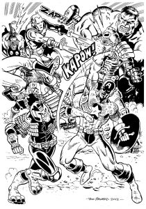 Coloring adult avengers battle