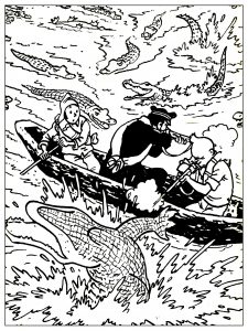 Coloring tintin prisoners of sun drawing