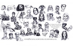 coloring-adult-harry-potter-visages (Book and Comic Coloring Page)