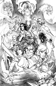 Harry Potter, the famous wizard (Book and Comic Coloring Page)