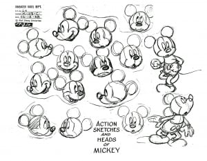 The multiple emotions of Mickey (Book and Comic Coloring Page)
