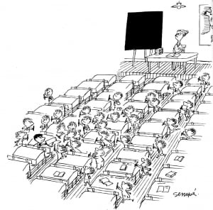 "Le petit nicolas" in his classroom (Book and Comic Coloring Page)