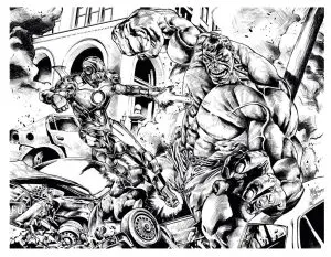 Printable Iron Man complex coloring sheets for adults