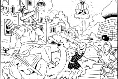 Original drawing by Willy Vandersteen used for the cartoon "Bob and Bobette", 1951. (Brussels Comic Strip Museum) (Book and Comic Coloring Page)