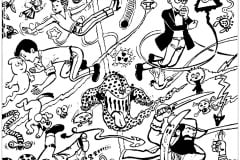Coloring page created from the cover of a French strip cartoon : "Les Quatre As" (Book and Comic Coloring Page)
