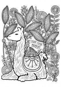 Llama : Enjoy every moment (Coloring Page)