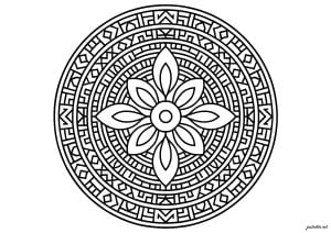 Balance Normal. A complex geometric mandala explores the essence of the ordinary and the familiar. Its perfect symmetrical structure invites soothing, meditative reflection. Balance normal