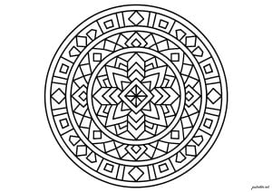 Mandala with beautiful geometric shapes. Immerse yourself in active meditation with this perfectly symmetrical work. Concentric circles of pure motifs invite you to a moment of calm and concentration. Mandala with beautiful geometric shapes