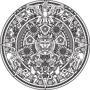 Mandala Inca or Maya God to color by Bigredlynx