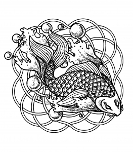 coloring-page-mandala-fish-and-bubbles