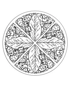 Free mandala to color leaves