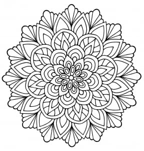 Mandala flower with leaves