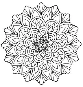 Mandala flower with leaves