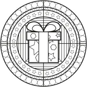 Chrstmas Mandala with a Gift in the middle