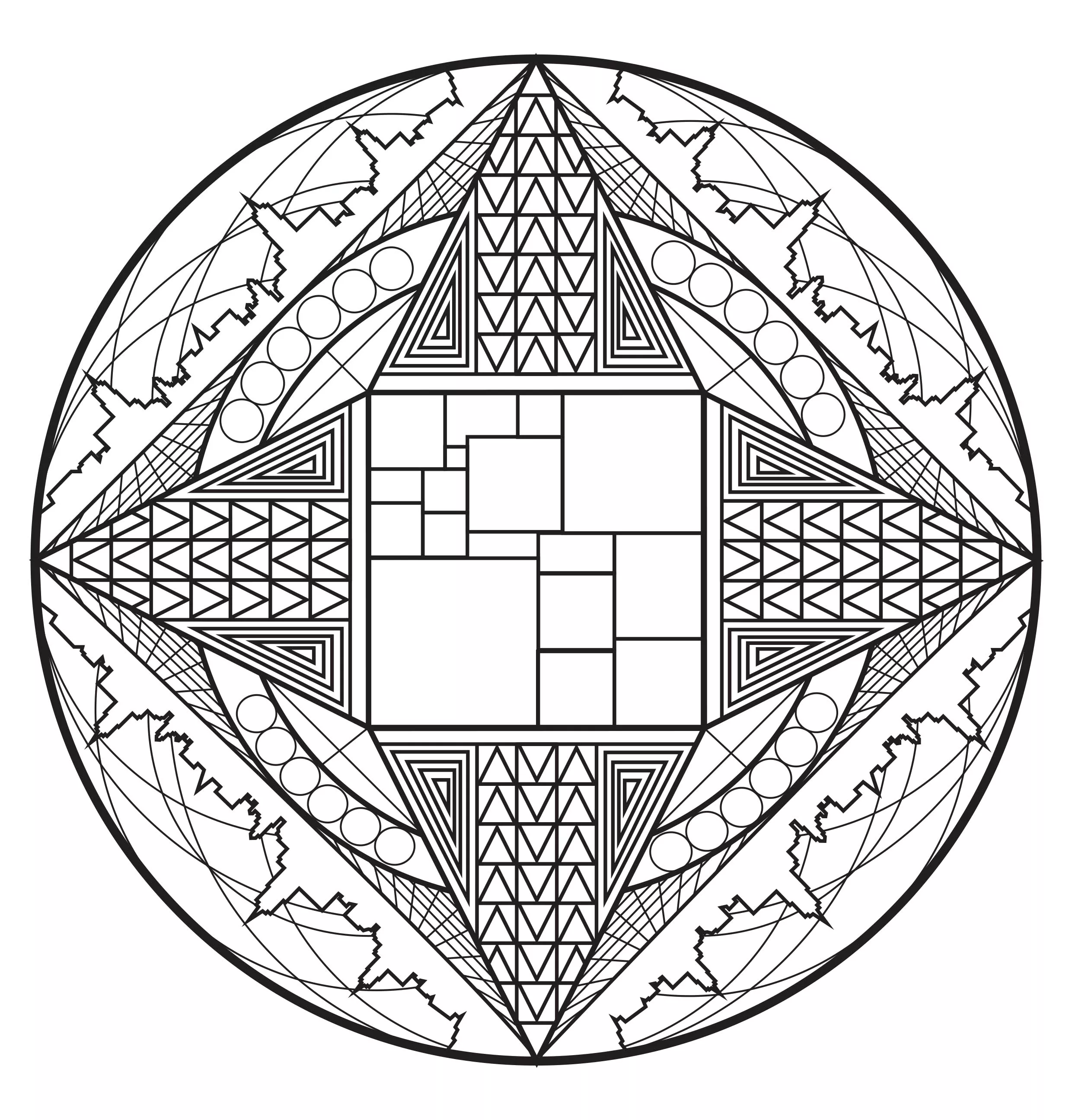 Mandala art deco (Printable Coloring Page for adults)