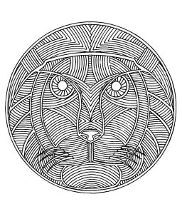 Coloring free mandala difficult for adult to print : lion