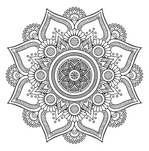 Printable Mandalas Coloring Page for adults : The big flower