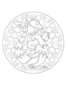 Coloring mandala dragon 1