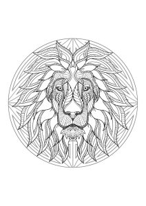 Mandala and lion head