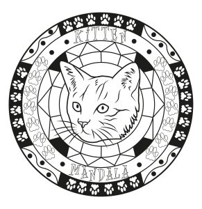 Coloring page adult mandala cat by allan