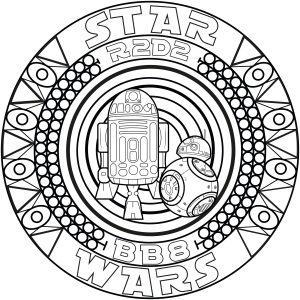 Coloring page adult mandala bb8 r2d2 by allan
