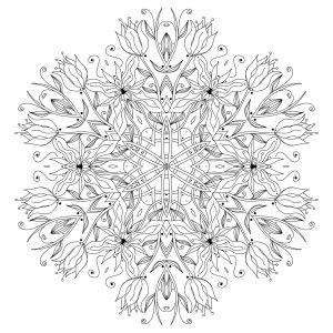 Coloring page mandala Smooth Flowers and vegetal patterns to color by Epic22