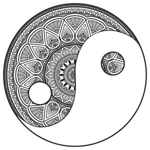 Coloring page mandala Yin and Yang to color by Snezh